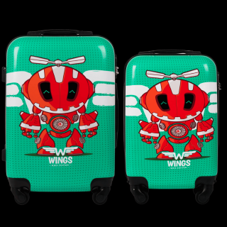 Sada detských kufrov WINGS KIDS robot zelený S+XS
