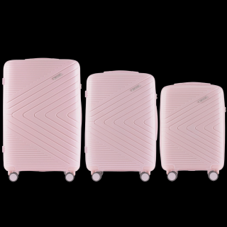 Sada kufrov 3 ks WINGS DQ181-05 WHITE PINK - svetloružová