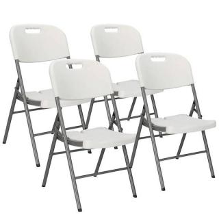 Set 4 cateringových stoličiek, banketová stolička, turistická stolička do záhrady - biele