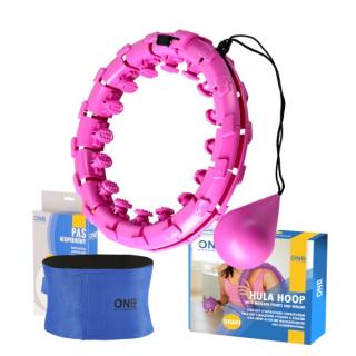 Set masážnej obruče ONE Fitness OHA01 so závažím a zoštíhľujúcého pásu BR125 fialová