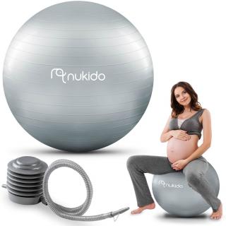 Tehotenská fitness lopta na aerobik 65 cm + pumpa Neo Sport NS-951 - sivá