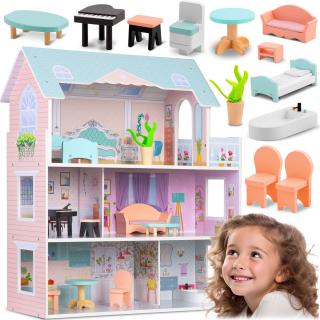 Veľký drevený domček pre bábiky 3-poschodový Ricokids RK-878 787800