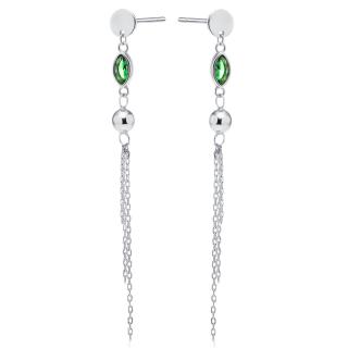 Olivie Dlhé strieborné náušnice GREEN 9208
