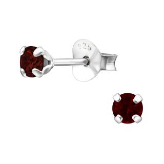 Olivie Strieborné 3mm náušnice GARNET 8653