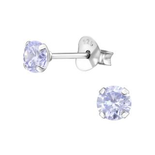 Olivie Strieborné 4mm náušnice LILA 8670