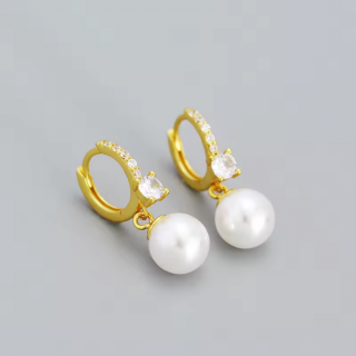 Olivie Strieborné náušnice s perlou GOLD 8723