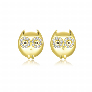 Olivie Strieborné náušnice SOVA GOLD 9182