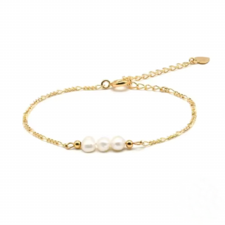 Olivie Strieborný perlový náramok GOLD 8720