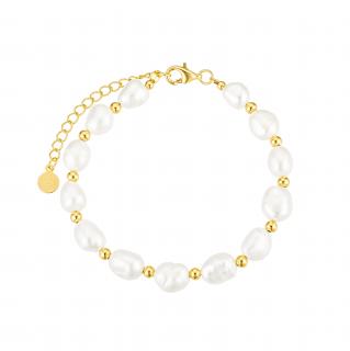 Olivie Strieborný perlový náramok GOLD 8803