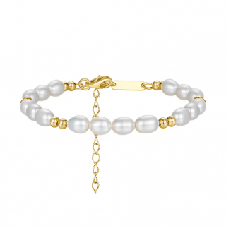 Olivie Strieborný perlový náramok GOLD 9054