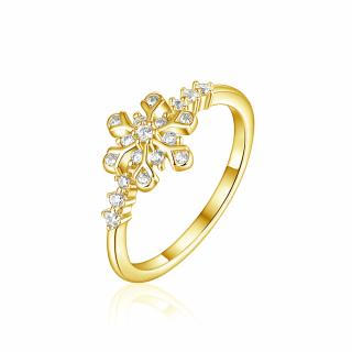 OLIVIE Strieborný prsteň SNEHOVÁ VLOČKA GOLD 8053 Veľkosť prsteňov: 10 (EÚ: 62-64)