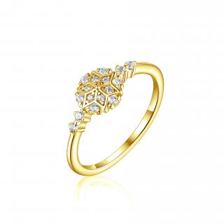 OLIVIE Strieborný prsteň SNEHOVÁ VLOČKA GOLD 8056 Veľkosť prsteňov: 10 (EÚ: 62-64)
