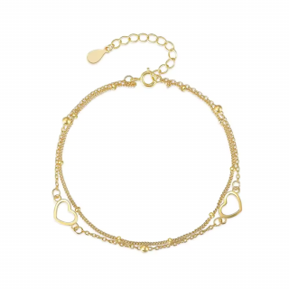 Olivie Strieborný srdiečkový náramok GOLD 8731