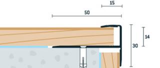 Lišta shodová 30x50 mm, F profil pre podlahu hrúbky 13-15 mm  (Dĺžka 2,5 m)