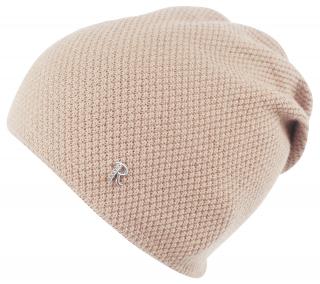 Dámska pletená čiapka Reverse s písmenom R, béžová s tónom ružovej farby 7100372-3