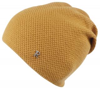 Dámska pletená čiapka Reverse s písmenom R, žltá 7100372