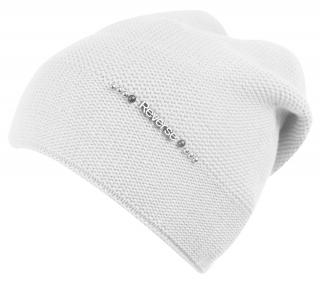 Dámska pletená čiapka s logom Reverse a perličkami, biela 7100372-9