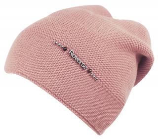 Dámska pletená čiapka s logom Reverse a perličkami, ružová 7100372-10