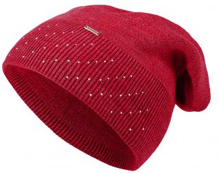 Dámska pletená čiapka Wrobi s lesklými kamienkami, červená 7100377-1