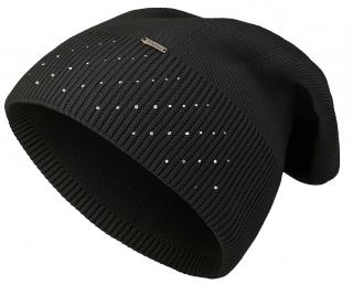 Dámska pletená čiapka Wrobi s lesklými kamienkami, čierna 7100377-3