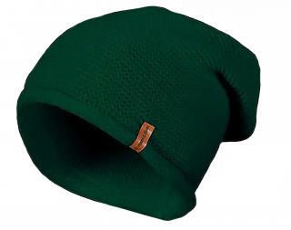 Dámska pletená zimná čiapka - fľaškovo zelenej farby 7100382-3