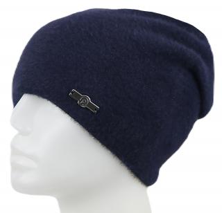 Dámska pletená zimná čiapka PERFECT s chĺpkami - modrá 7100362-2