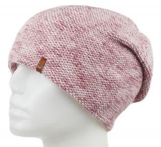 Dámska pletená zimná čiapka WROBI - melír svetlo ružovej farby 7100391-3