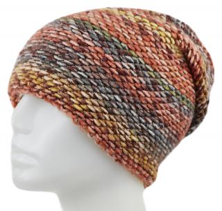 Dámska pletená zimná čiapka WROBI, oranžovo-hnedej farby 7100388-4