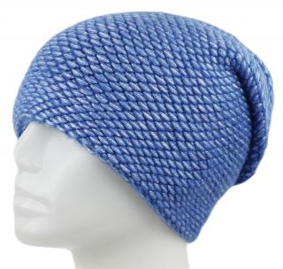 Dámska pletená zimná čiapka, WROBI s lesklou niťou - modrá 7100390-2