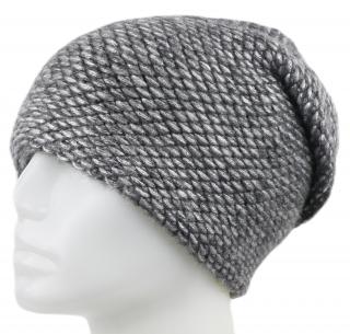 Dámska pletená zimná čiapka, WROBI s lesklou niťou - tmavo šedá 7100390-3