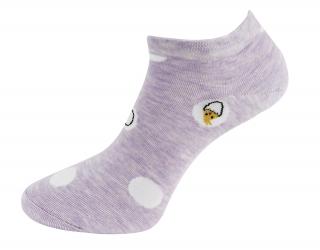 Dámske členkové ponožky ND6179 s potlačou kuriatok - fialovej farby 9001585 Veľkosť ponožiek: 35-38