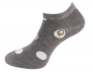 Dámske členkové ponožky ND6179 s potlačou kuriatok - tmavo šedej farby 9001585-3 Veľkosť ponožiek: 35-38