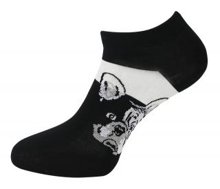 Dámske členkové ponožky ND9815 s buldočkom - čiernej farby 9001624-1 Veľkosť ponožiek: 35-38