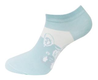Dámske členkové ponožky ND9815 s buldočkom - modrej farby 9001624-4 Veľkosť ponožiek: 35-38