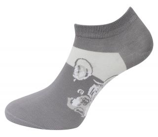 Dámske členkové ponožky ND9815 s buldočkom - šedej farby 9001624-2 Veľkosť ponožiek: 35-38