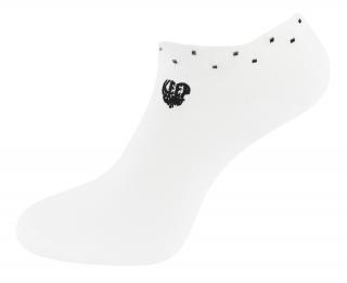 Dámske členkové ponožky NDX9686 s ozdobným lemom a nápisom - bielej farby 9001582-5 Veľkosť ponožiek: 38-41