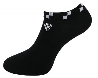 Dámske členkové ponožky NDX9686 s ozdobným lemom a srdiečkom - čiernej farby 9001582-4 Veľkosť ponožiek: 35-38