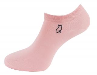 Dámske členkové ponožky NDX9892 s výšivkou mačky - ružovej farby 9001581-4 Veľkosť ponožiek: 35-38