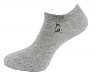 Dámske členkové ponožky NDX9892 s výšivkou mačky - šedej farby 9001581 Veľkosť ponožiek: 35-38