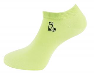 Dámske členkové ponožky NDX9892 s výšivkou mačky - zelenej farby 9001581-1 Veľkosť ponožiek: 38-41