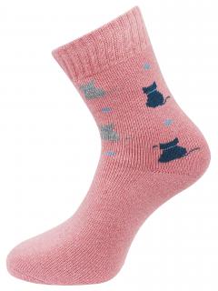 Dámske froté ponožky s potlačou mačičiek TNV9231, ružovej farby 9001503 Veľkosť ponožiek: 35-38