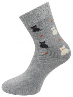 Dámske froté ponožky s potlačou mačičiek TNV9231, svetlo šedej farby 9001503-1 Veľkosť ponožiek: 35-38