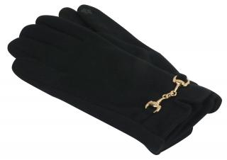 Dámske pletené rukavice so zlatou prackou - čiernej farby 9001510-3