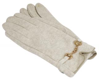 Dámske pletené rukavice so zlatou prackou - melír béžovej farby 9001510-6