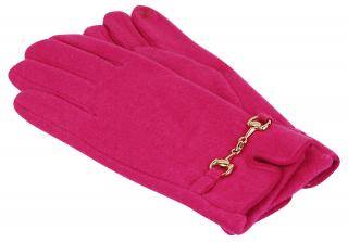 Dámske pletené rukavice so zlatou prackou - neónovo ružovej farby 9001510-7
