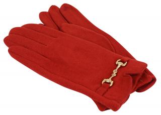 Dámske pletené rukavice so zlatou prackou - tehlovo červenej farby 9001510-8