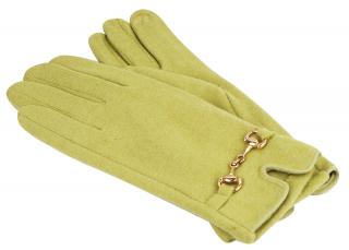 Dámske pletené rukavice so zlatou prackou - žltej farby 9001510-1