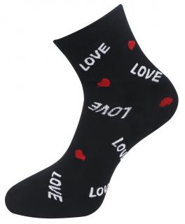 Dámske ponožky s nápismi LOVE NZP9096 s lesklou niťou- čiernej farby 9001489 Veľkosť ponožiek: 38-41