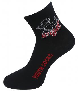 Dámske ponožky s potlačou anjela NZP9096 a lesklou niťou- čiernej farby 9001489-2 Veľkosť ponožiek: 35-38