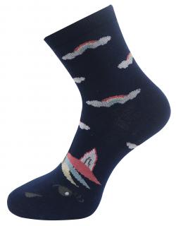 Dámske ponožky s potlačou jednorožca NP3709- tmavo modrej farby 9001477-1 Veľkosť ponožiek: 35-38